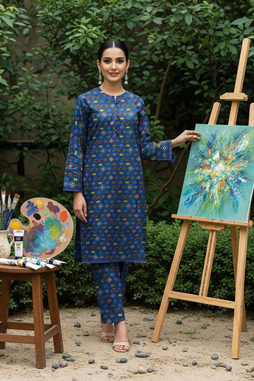 LS-2922 Ready -to -waer Premium Polo Linen 2-Piece Co-ord Set - Cobalt Blue