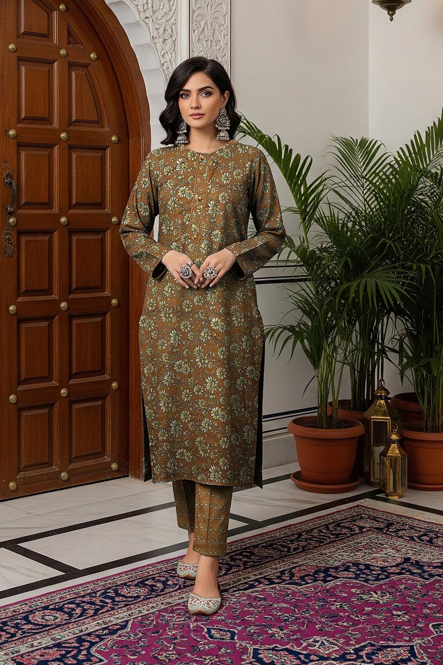 LS-2927 Ready -to -waer Premium Polo Linen 2-Piece Co-ord Set - Coffee Brown