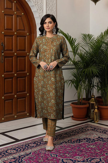 LS-2927 Ready -to -waer Premium Polo Linen 2-Piece Co-ord Set - Coffee Brown