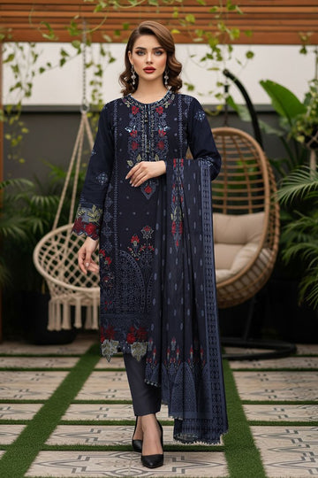 LS-2931  Premium Ready-to-Wear 3 Piece Dhanak Suit |Sequins & Resham Embroidery|Trouser & Matching Shawl