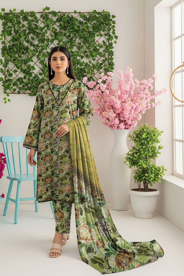 LS-2955 Pistachio Green | 3-Piece Ready-to-Wear |Winter Khaddar Suit | Digital Print & Shawl