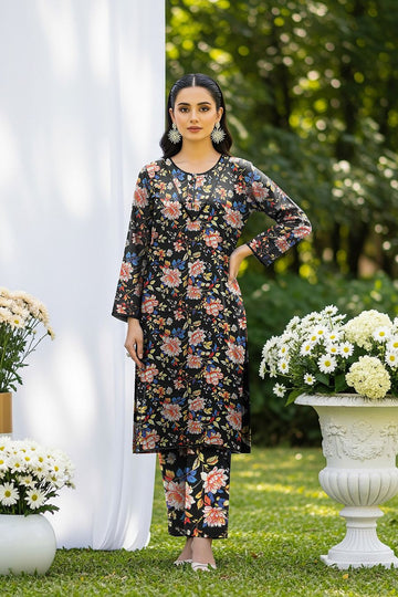 LS-2956 Ready-to-Wear Khaddar 2-Piece Co-ord Set -Noir Black