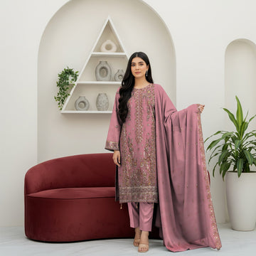 LS-2957 Luxury Ready-to-wear|Embroided Chiffon 3-piece Suit