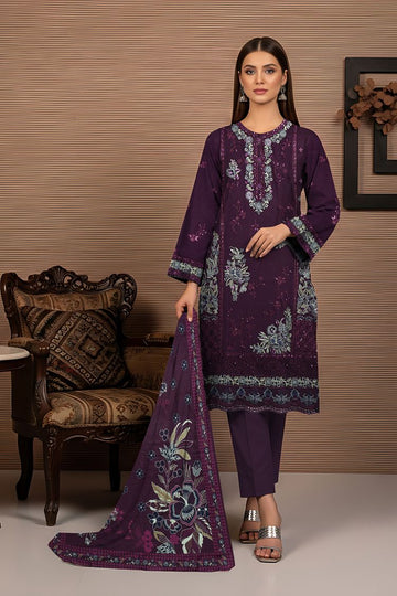 LS-2959 Premium Ready-to-Wear 3 Piece Dhanak Suit |Sequins & Resham Embroidery|Trouser & Matching Shawl