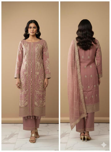 QA-33 Premium Ready-to-Wear 3 Piece organza Suit |Trousers & Matching Dupatta
