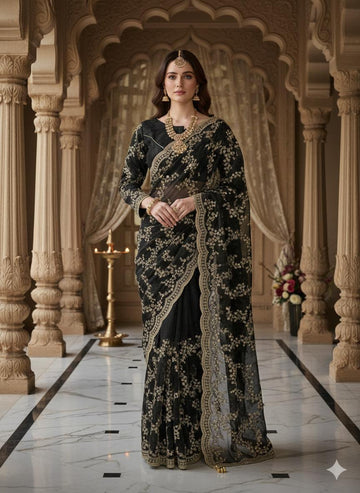 FBSR-742 One Min Ready To Wear Saree With Embroidery Work