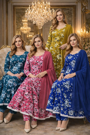 LS-3047 Premium Ready-to-Wear 3 Piece Linen Long Printed Dress |Trouser & Matching Dupatta