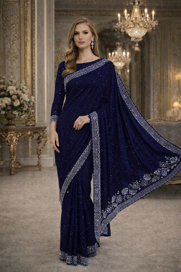 FBSR-747 One Min(Readymade) Ready To Wear Saree With Embroidery Work