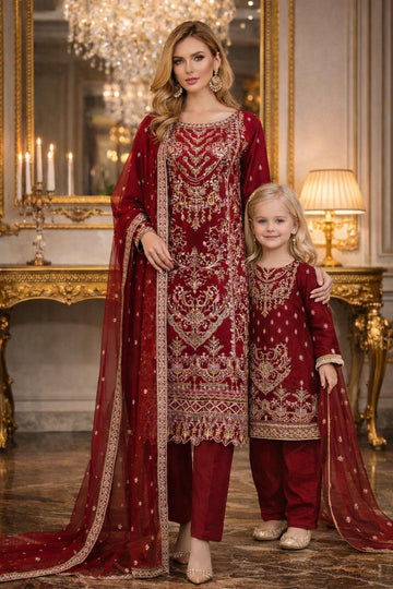 LS-3061 Premium Readymade -Chiffon - Mummy n Me Outfit