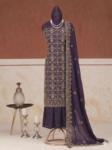 FBUN-002 Premium Embroided | Chiffon Georgette Unstitched | Wedding Wear Suit