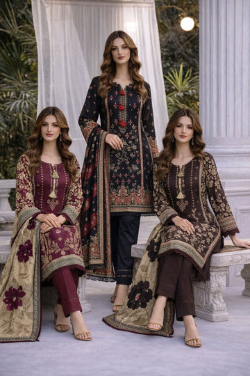 AYN-3078 Ready to Wear |  Premium Lawn 3-Piece  Embroidered Suit with Matching Dupatta