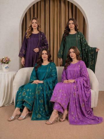 KHD-3087 Signature Ready-to-Wear 3 Piece Lustre Ottoman Suit | Trouser & Matching Suit