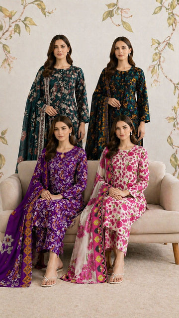 MOZ-3090 Ready to Wear |  Premium Lawn 3-Piece Printed Suit with Matching Dupatta