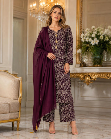 KHD-3101  Premium Ready-to-Wear 3 Piece Rayon  Suit|Digital Printed |Trouser & Matching Dupatta