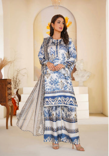 LS-3103  Premium Ready-to-Wear 3 Piece Silk Printed  Suit | Palazo Trouser & Matching Printed  Dupatta