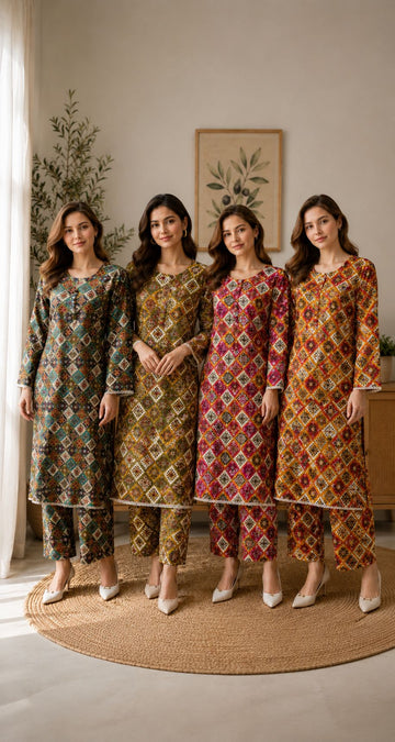 KHD-3109 Readymade Linen Printed Co-Ord Set|Spring Summer Edition
