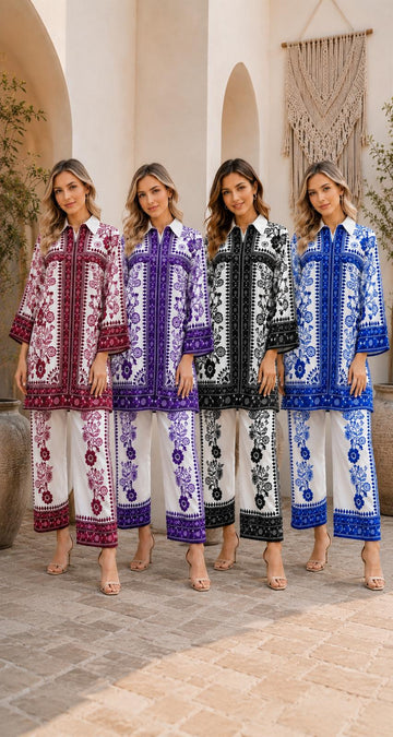 FBRS-1008 Premium & Modern Canvas: Signature Placement  Floral Print Co-Ord Set