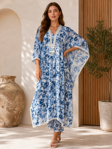 FBRS-1013 Premium 3D Digital Print | Kaftan Co-ord| The Riviera Edit