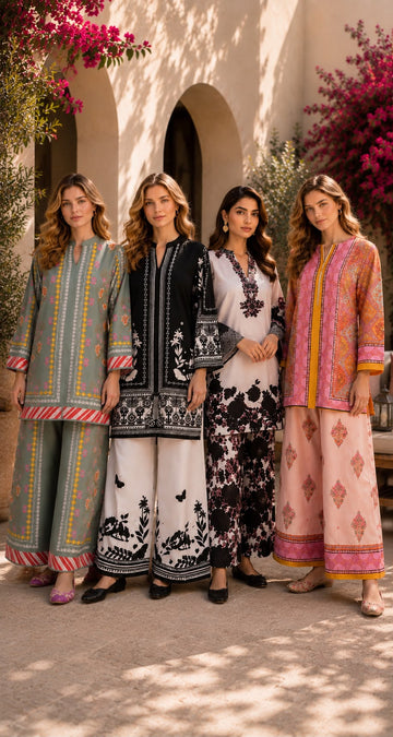 MOZ-3122  Readymade Swiss Lawn Printed Co-Ord Set|Spring Summer Edition
