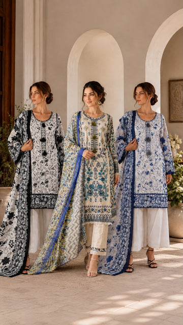AYN-3125 Summar Lawn Embroided 3 Piece Collection|Trouser and Printed Dupatta