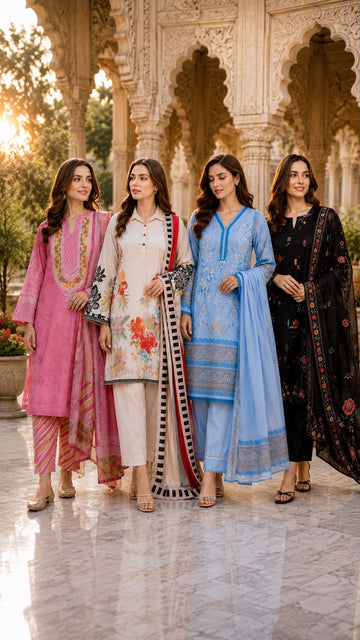 MOZ-3129 Women’s 3 Piece Swiss Lawn Suit – Elegant Summer Wear