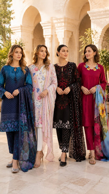 MOZ-3130 Women’s 3 Piece Swiss Lawn Suit – Elegant Summer Wear