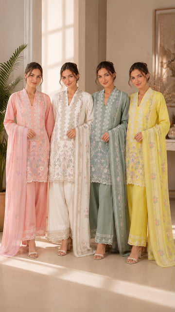 AYN-3133 Latest Designer Embroided Lawn Collection| Viral Farshi Shalwar & Printed Dupatta