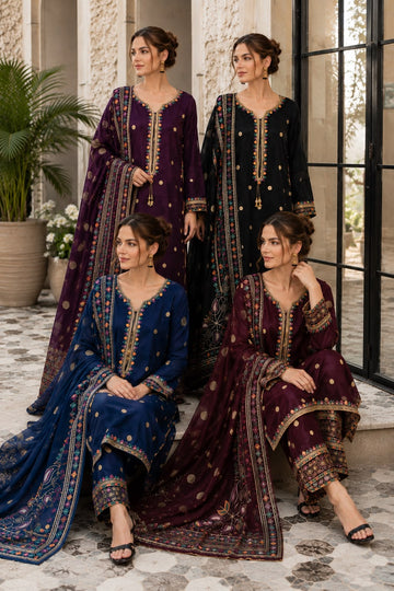 AYN-3134 Ready to Wear| Luxury Viscose Embroided Set With Palazzo &Printed Dupatta| For Women