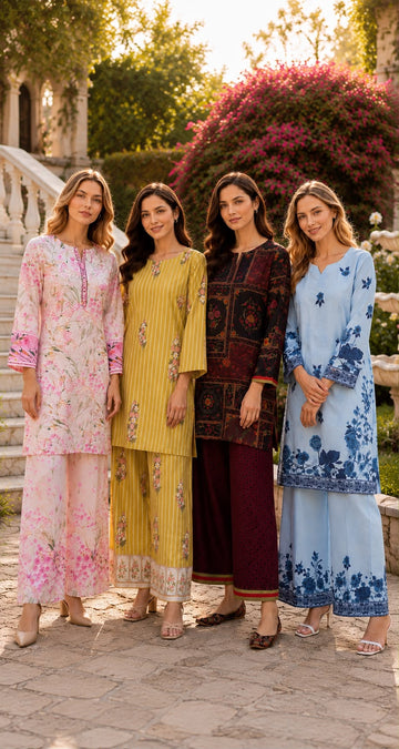 MOZ-3138  Readymade Swiss Lawn Printed Co-Ord Set|Spring Summer Edition