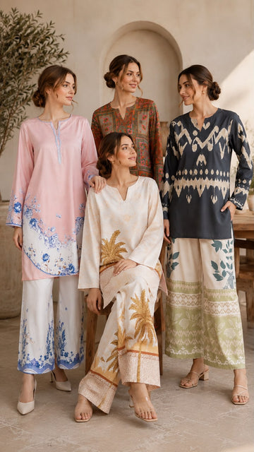 MOZ-3142  Readymade Poly Swiss Printed Co-Ord Set|Spring Summer Edition