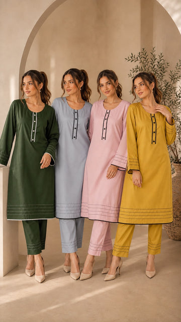 SHL-3145 Women's Plain Linen Co-Ord Set | Elegant Summer Wear