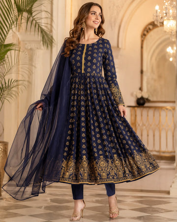 SHL-3149 Premium Ready-to-Wear 3 Piece Linen Long Printed Dress |Trouser & Matching Dupatta