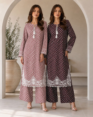 GJZ-3157 2-Piece Readymade Embroided Cambric Outfit| Fabeha Fashions