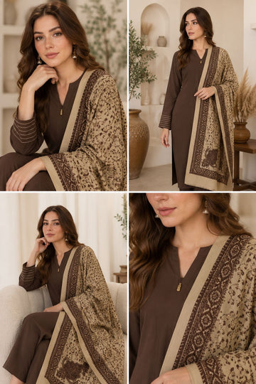 FBRS-1003 Affordable | Ready to Wear | Premium Winter Rayon Co-ord Set | Traditional Printed Pashmina Shawl.