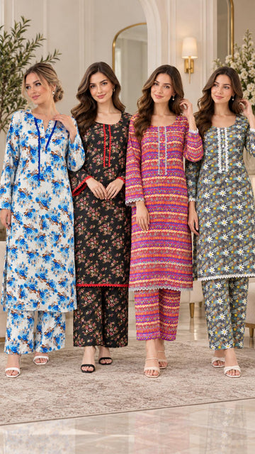 SHL-3178 Women`s Casual 2 Piece Polo Linen Suit| Printed Co-Ord Set