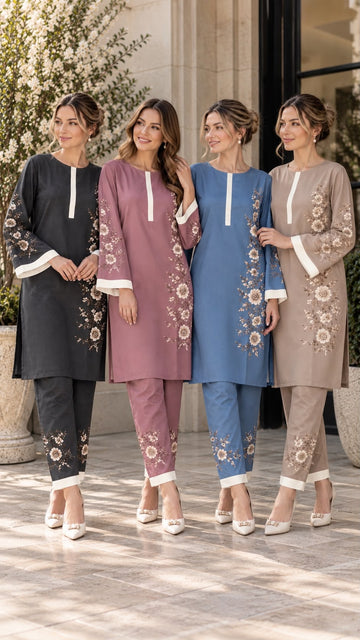 FBRS-1017  Modern Asymmetric | Floral Rayon Co-ord Set | Exclusively Designed by Fabeha