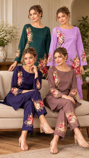 FBRS- 1019 Modern Asymmetric | Floral Rayon Co-ord Set | Exclusively Designed by Fabeha