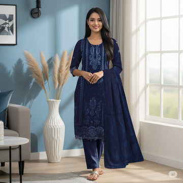 LS-2911 Casual-to-Premium Ready-to-Wear 3-Piece Linen Suit | Zari & Sequin Embellished | Perfect Fit