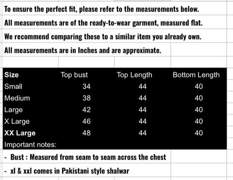 fabeha size-guide