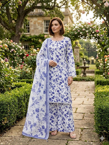 LS-3053 Mummy and Me Digtal Print Suit| Premium Lace Tunic & Statement Palazzo| Spring Summer Edition