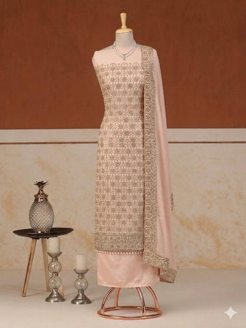 FBUN-001 Premium Embroided | Chiffon Georgette Unstitched | Wedding Wear Suit