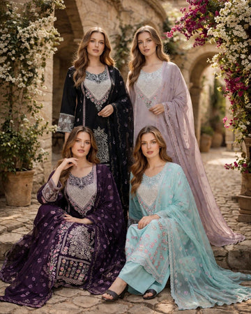 KHD-3073  Ready to Wear |  Premium Cotton Palzoo Suit | Embroidered Dress with Matching Dupatta| Spring & Summer Edition