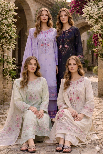 KHD-3074  Ready to Wear |  Premium Cotton Palzoo Suit | Embroidered Dress with Matching Dupatta| Spring & Summer Edition