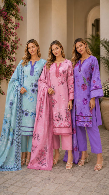 GJZ-3110 Ready to Wear |  Premium Panadora Lawn 3-Piece Printed Suit with Matching Dupatta
