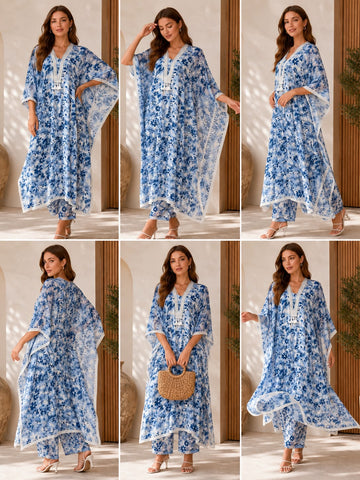 FBRS-1013 Premium 3D Digital Print | Kaftan Co-ord| The Riviera Edit