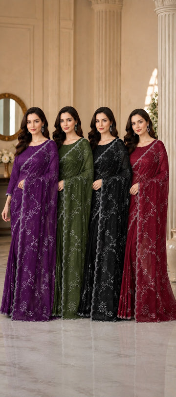FBSR-752 One Min(Readymade) Ready To Wear Saree With Stone Work