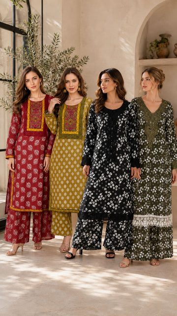 GJZ-3159 2-Piece Readymade Embroided Cambric Outfit| Fabeha Fashions