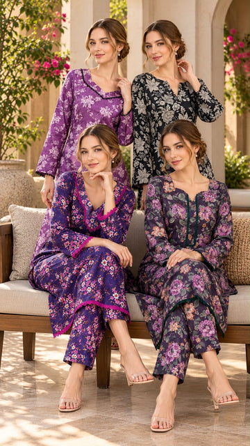 MOZ-3198 Women`s Winter 2 Piece Dhanak Suit| Printed Co-Ord Set