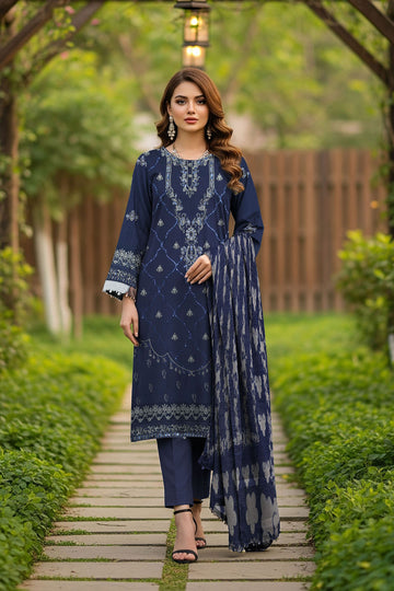 LS-2896 Premium Ready-to-Wear 3 Piece Linen Suit | Zari&Resham Embroidery | Trouser & Popular Minar Dupatta