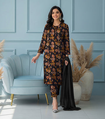 LS-2857.              Ready-to-Wear Polo Linen Pakistani Suit - Onyx Floral